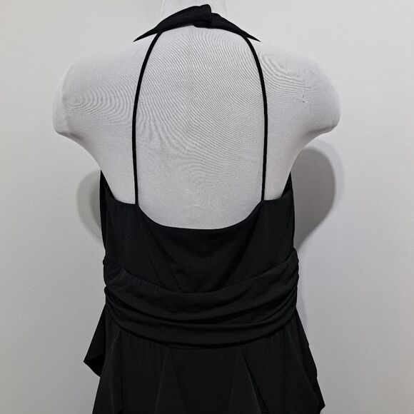 Vintage Betsy & Adam 90's Y2K Halter Neck Ruffle Goth Knee Length Dress S 14W - Picture 10 of 17